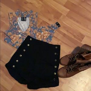 Chambray colored body suit with peach flowers!